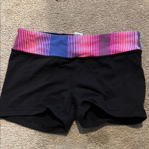 Women's Black Shorts with Multicolor Waistband - Picture 1 of 3